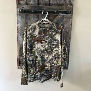 Men's Skre Half Zipper Camouflage Long Sleeve Shirt w/Front Pocket on Left